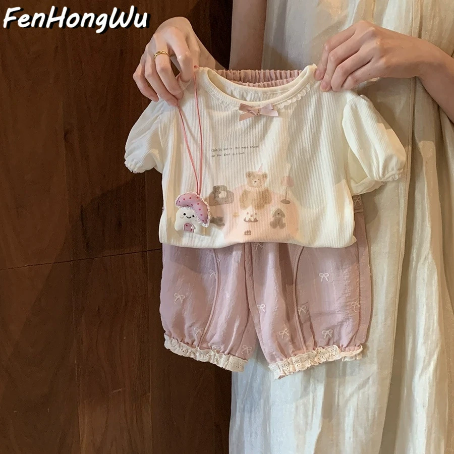 Палатка розовый домик Cute летний набор, летняя одежда для девочек, репеллент от комаров, западный стиль, с коротким рукавом