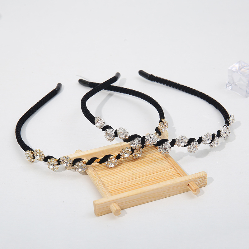 Diadema de moda estilo coreano accesorios para el cabello venta al por mayor rhinestone multi-especificación tejido enrollado a mano