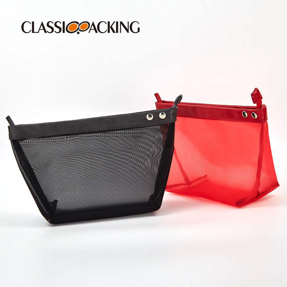 2022 bolso cosmético simple del estilo japonés y coreano malla bolso cosmético del almacenamiento del bolso del lavado de la capacidad grande con el logotipo impreso