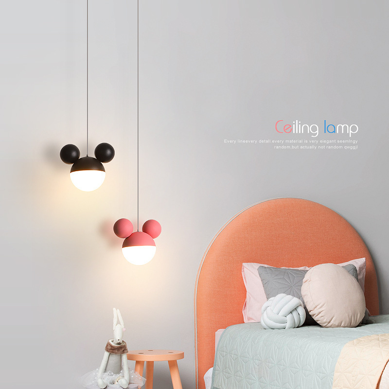 Nordic Creative Cool Cute Mickey Small Chandelier Simple Modern Milk Tea Dessert Shop Children's Room Bedside Bedroom Lamp
