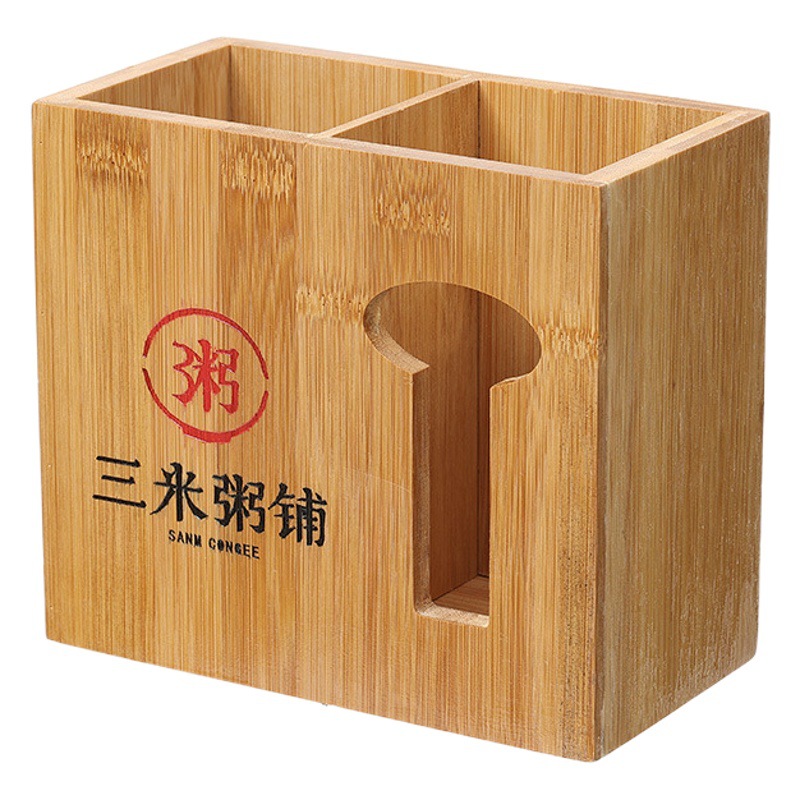 Porta palillos de bambú para restaurantes, hoteles, barbacoas, uso comercial, contenedor de palillos para tiendas de fideos, porta palillos de bambú con grabado y logotipo personalizados.