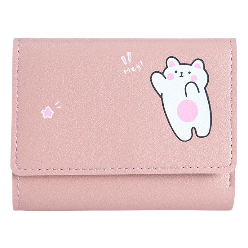 Korean style small wallet women's Tri-fold short printed cute simple student multi-card coin purse cartoon women's wallet