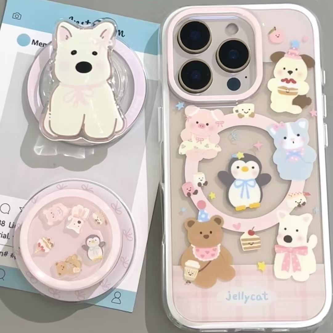 Penguin Shaker Magnetic Stand Apple 16 Phone Case iPhone 14 15 Promax Anti-Fall 13 Magnetic Card Holder