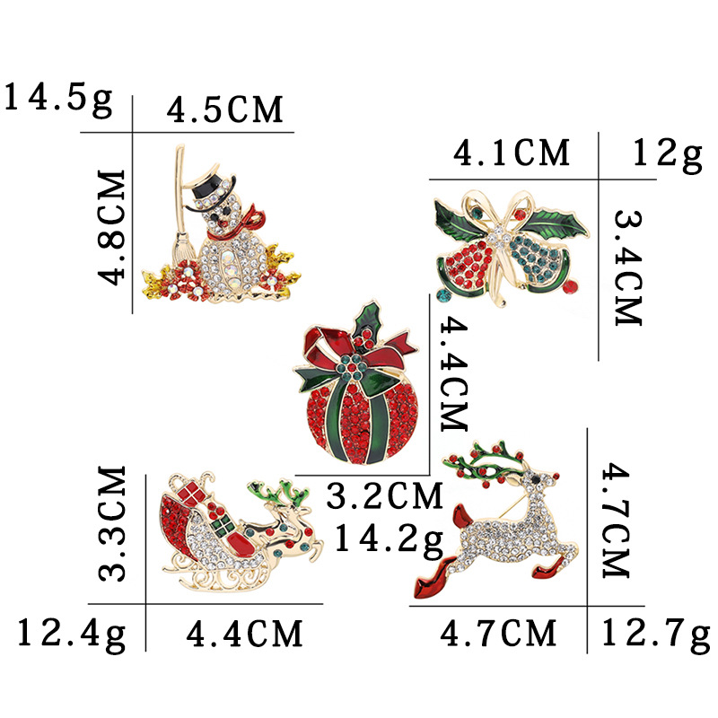 Christmas Festival Cartoon Style Pin Flower Alloy Plating Artificial Gemstones Unisex Brooches