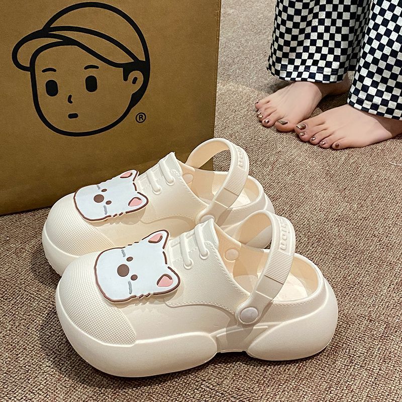 Two-Hole Clogs with Soft Soles, Non-Slip, Factory Direct Sales, Versatile Summer Outer Wear, Height-Increasing Eva Closed-Toe Sandals for Women