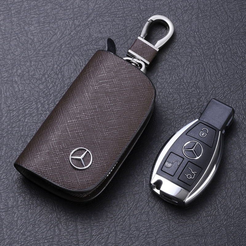 Car Key Case: Mercedes-Benz Static Rod/Key Bag - dark-brown