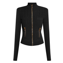 高端现货2025春秋新款欧美高品质针织衫长袖圆领开衫上衣毛织外套