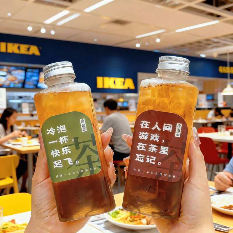Cold Tea Bottle Flat Bottle with Strainer Cold Extraction Tea Bottle PET Beverage Bottle Disposable Milk Tea Bottle Take-out Packing Bottle