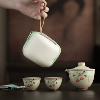 草木灰户外露营功夫茶具陶瓷旅行茶具套装便携包快客杯伴手礼批发