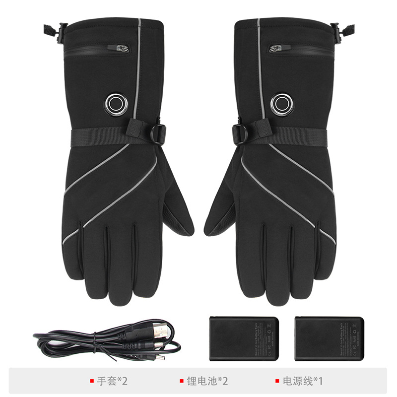 Guantes de calefacción transfronterizos para mantenerse caliente, ciclismo, esquí, protección contra el viento, impermeabilización, pantalla táctil engrosada, guantes de calefacción para motocicletas de invierno