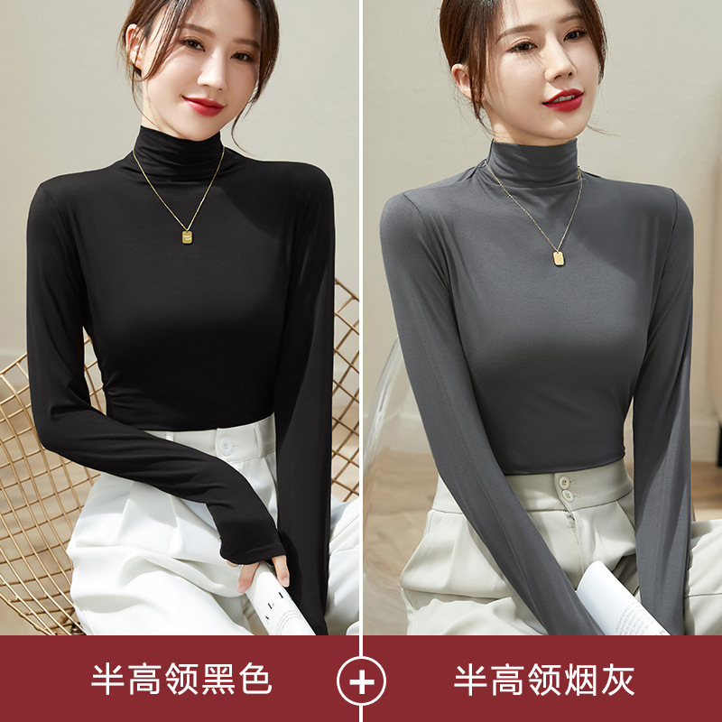 하프 터틀넥 블랙 + 하프 터틀넥 애쉬