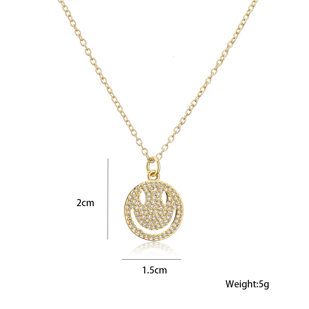 European cute smiley gadgets pendant copper micro-inlaid zircon necklace