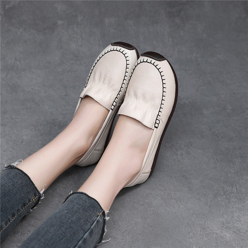 Cowhide comfortable soft sole mother's shoes single shoes women's shoes large size wide version running volume women's shoes 2128