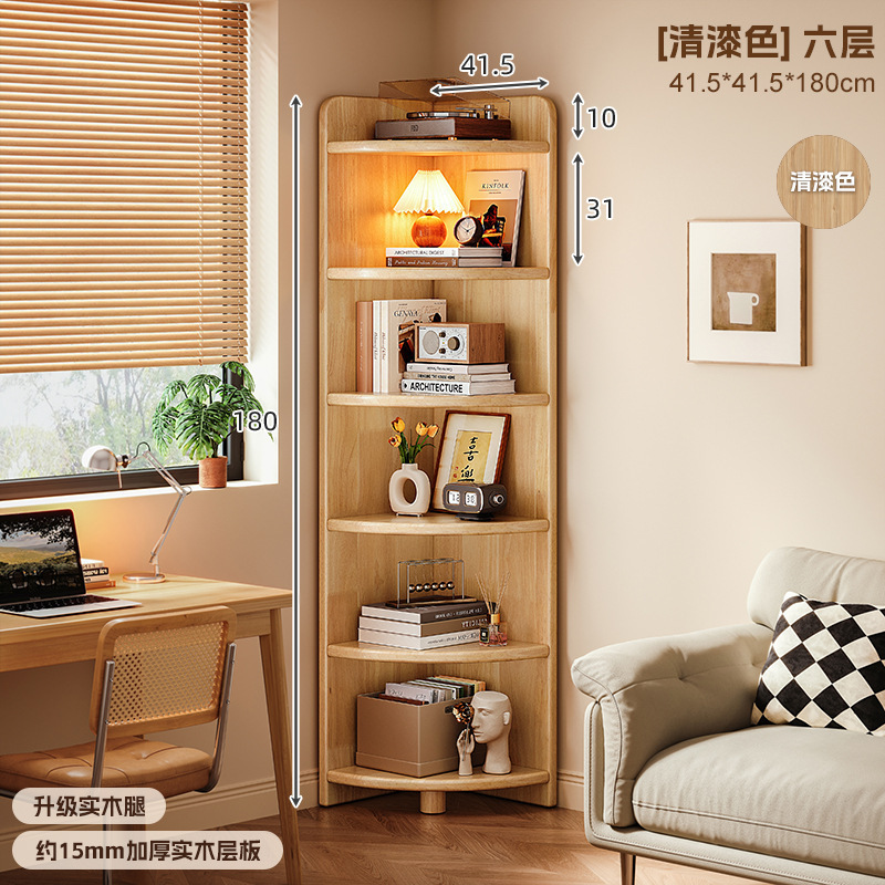 Gabinete de esquina de madera maciza estante de esquina contra la pared gabinete estrecho triangular armario de almacenamiento para el hogar estante de esquina en forma de abanico