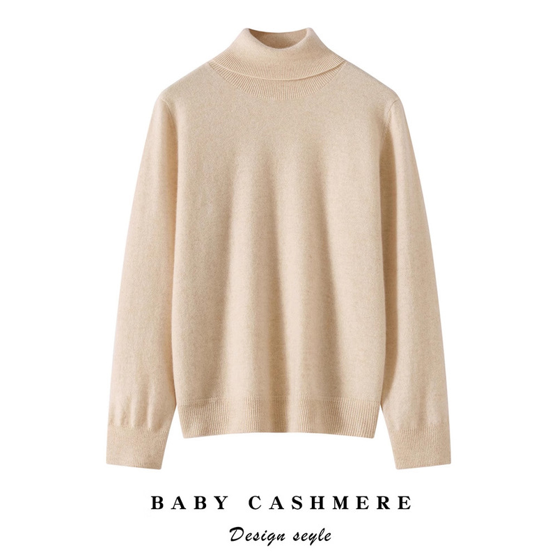Factory Wholesale Classy Consinee Yarn 100% Pure Cashmere Sweater High Lapel Knitted Bottoming Sweater for Women