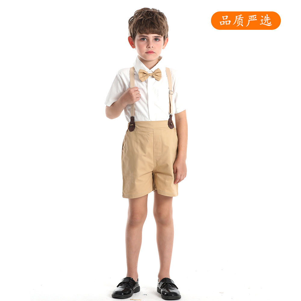 Cross-Border Boys' Suits Korean Version New White Shirt Children's Handsome and Fashionable Spring and Summer Baby Fashionable Birthday Children's Clothing