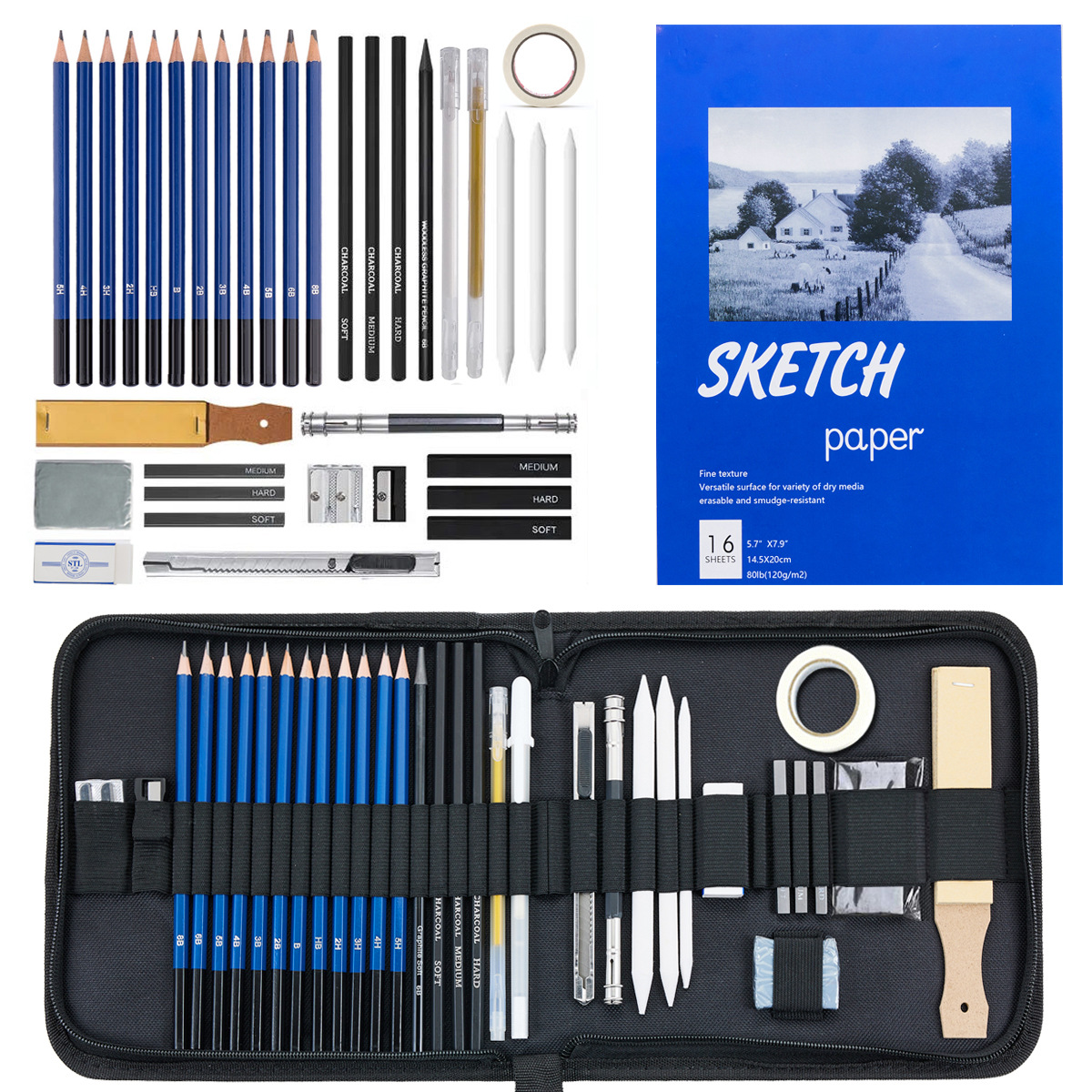 36 unidades sketch lápiz traje profesional pintura sketch traje principiante cepillo de arte suministros transfronterizos al por mayor