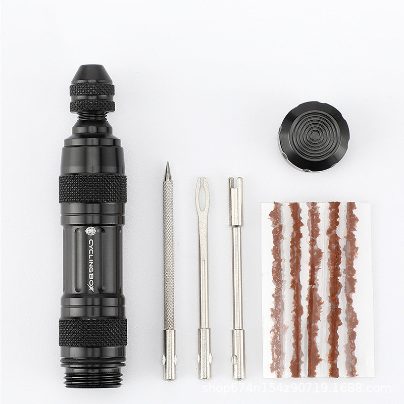 Bicicleta de montaña de vacío de aleación de aluminio herramienta de reparación de neumáticos combinación de herramientas de diseño de almacenamiento integrado de reparación de bicicletas