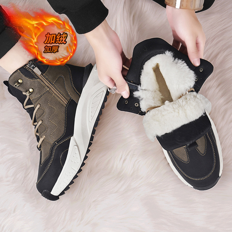 Deportes al aire libre botas de nieve de alta altura de veludo en invierno nuevos zapatos de senderismo de viaje cálido ocio para hombres