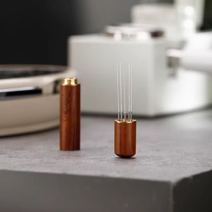 Stainless steel coffee cloth powder needle coffee powder block breaker needle cloth powder dispenser suit loose powder needle with wood storage