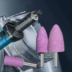 Grinding wheel grinding head 6mm handle flint red corundum electric grinding head ceramic grinding wheel red cylindrical bullet type