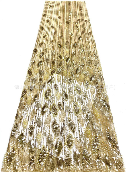Fábrica directa tridimensional bolsas de perlas tubo bordado tela de alta gama vestido de boda moda cena vestido de tela
