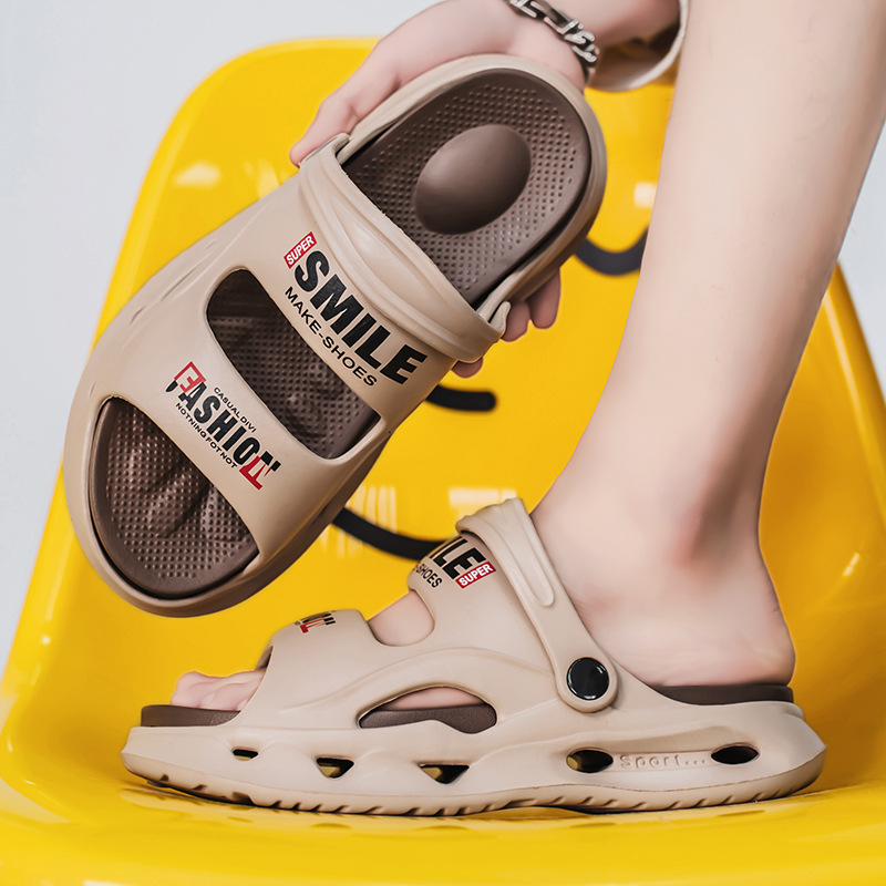 En nombre de las pantuflas EVA para hombres, uso exterior de verano, antideslizante, resistente al desgaste, pisando mierda, sandalias de una palabra, sandalias de playa deportivas y de ocio