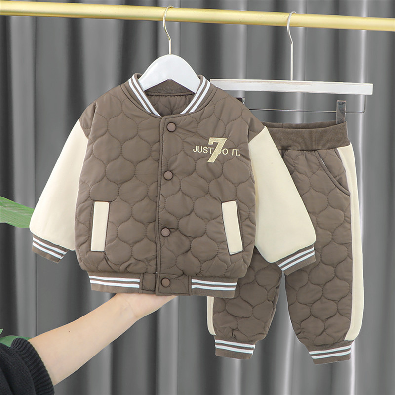 Boys' Winter Thickened Set New Plush Clip Casual Cotton Baseball Suit Cartoon Two Piece Baby Children's Wear_voghion.com