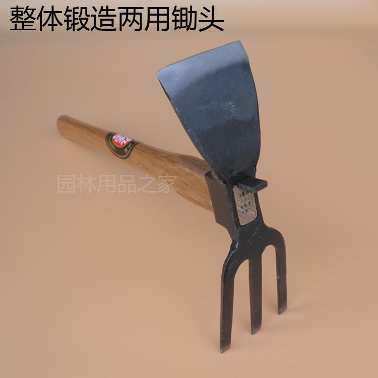 九佐吉全钢整体锻造两用锄耙 锄头 三齿耙 精品园艺工具 锄头农具