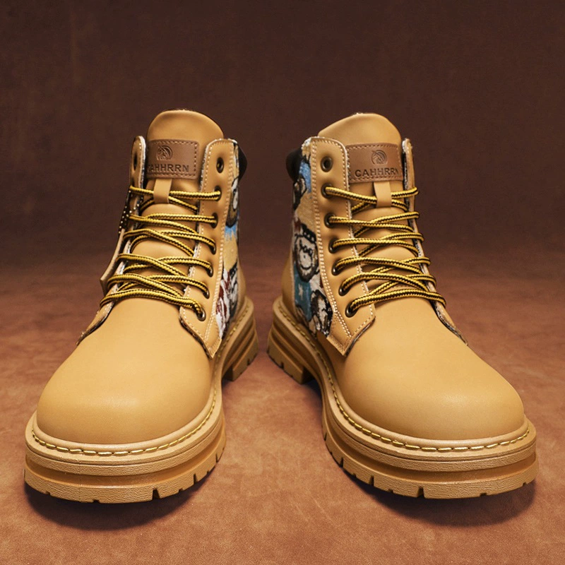 Martens, high demi-season fleece boots platform English style, British style