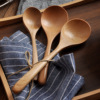Japanese spoon from natural wood, wooden kitchen