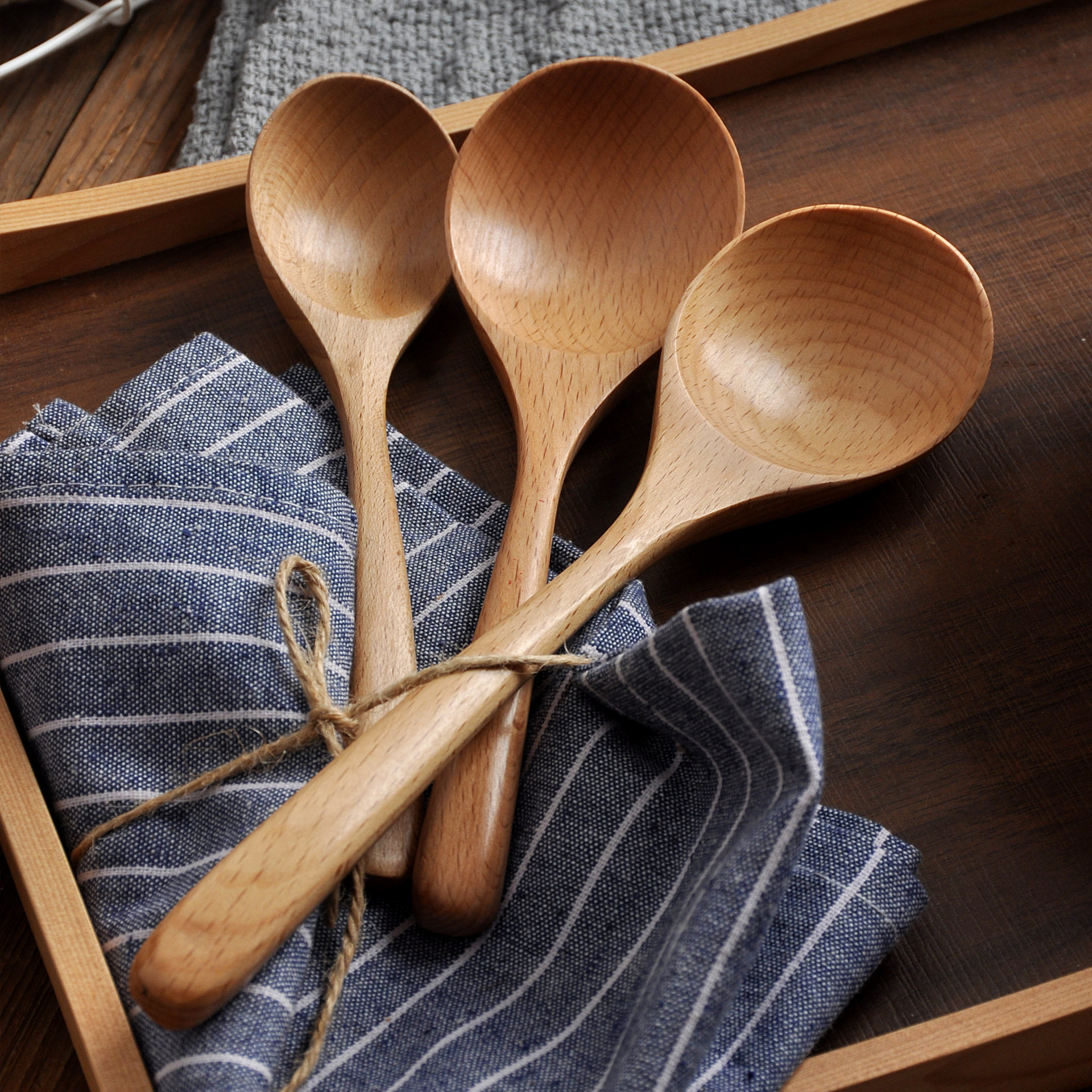 日式创意榉木长柄实木汤勺饭勺家用小勺子粥勺厨房木质勺大木勺