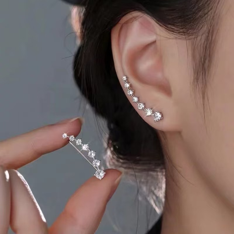 Cross-Border Korean Big Dipper Zircon Earrings, Diamond-Encrusted Earrings, Seven Diamonds in a Row, Earrings Wholesale