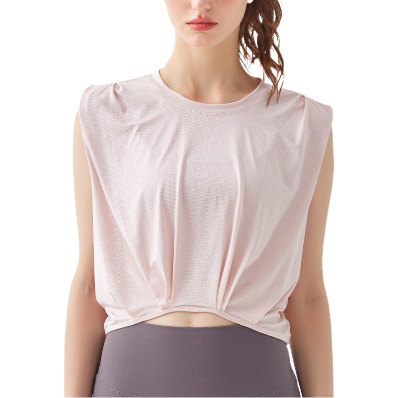 Ligero jacquard fitness Chaleco de primavera y verano sin mangas suelta exterior deportes Top corto transpirable blusa
