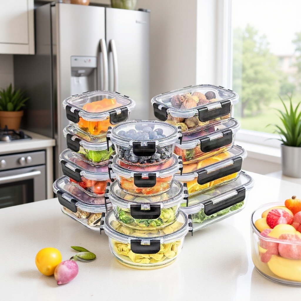 Amazon caja de almacenamiento de vidrio sellado transfronterizo caja de almuerzo tazón de vidrio caja de almuerzo caja de bento caja de almacenamiento de microondas