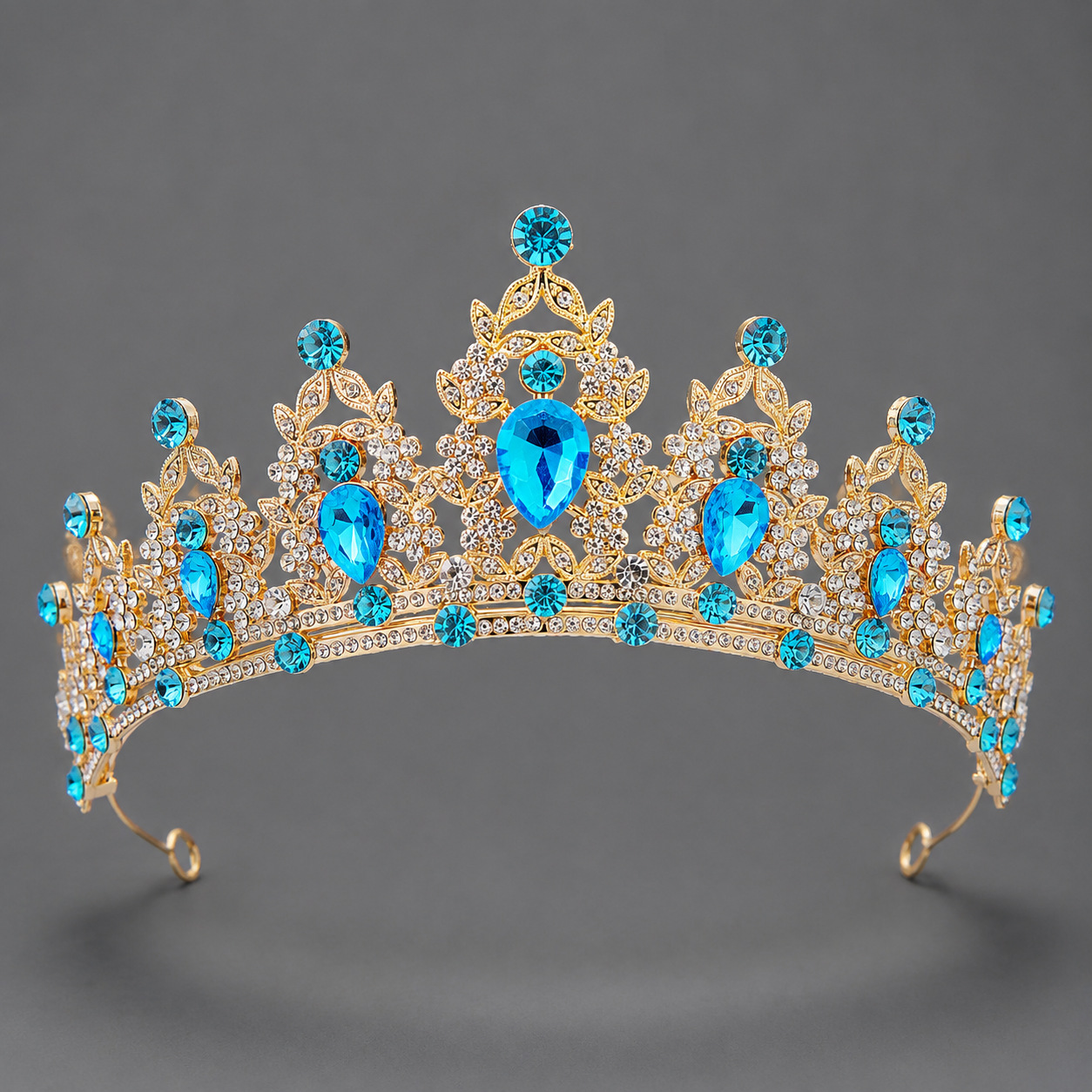Corona de aleación con diamantes de colores retro, tocado nupcial de lujo ligero, para vestido de novia, vestido de noche, corona para desfile de moda, venta al por mayor directa de fábrica. image 17