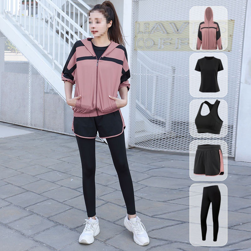 宽松晨跑服套装女士运动服跑步透气速干健身房修身显瘦瑜伽服女