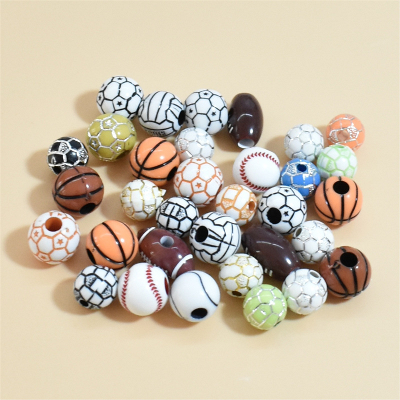 50 Pièces/Paquet Arylique Balle Basket-Ball Football Perles display picture 7