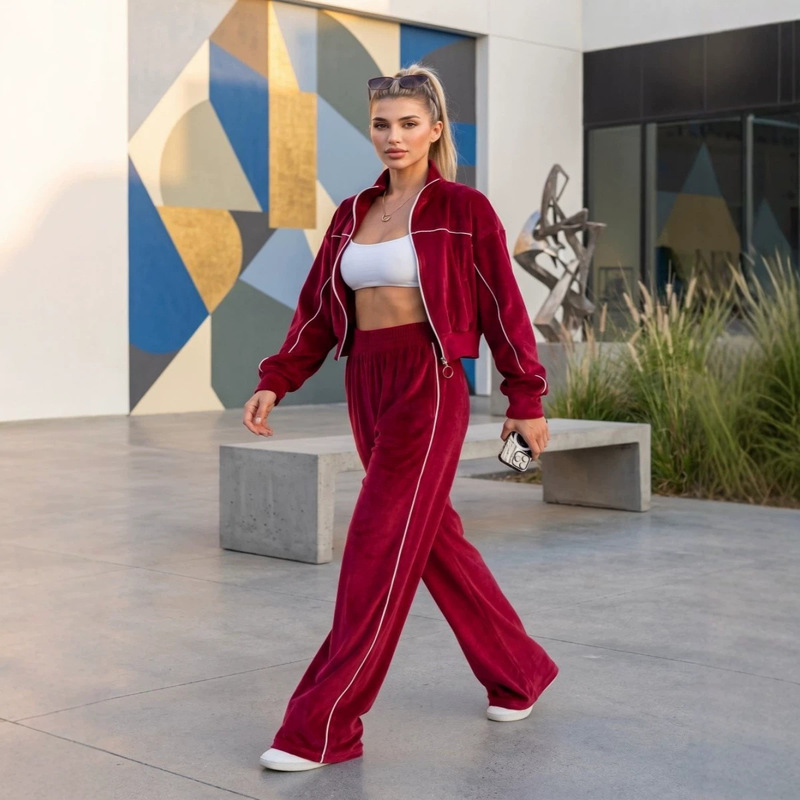 2026 New Korean Velvet Casual Suit, Spring and Autumn Hot-Selling Foreign Trade Cross-Border Fashion Casual Long-Sleeved Sports Suit 2026 New Korean Velvet Casual Suit, Spring and Autumn Hot-Selling Foreign Trade Cross-Border Fashion Casual Long-Sleeved Sports Suit