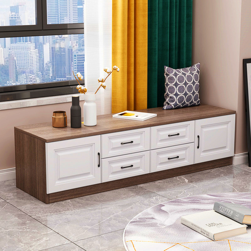 58C1 Balcony Window Cabinet Storage Cabinet Window Sill Drawer Cabinet Low Cabinet Floor Cabinet Balcony Storage Shelf Can Sit and Sleep