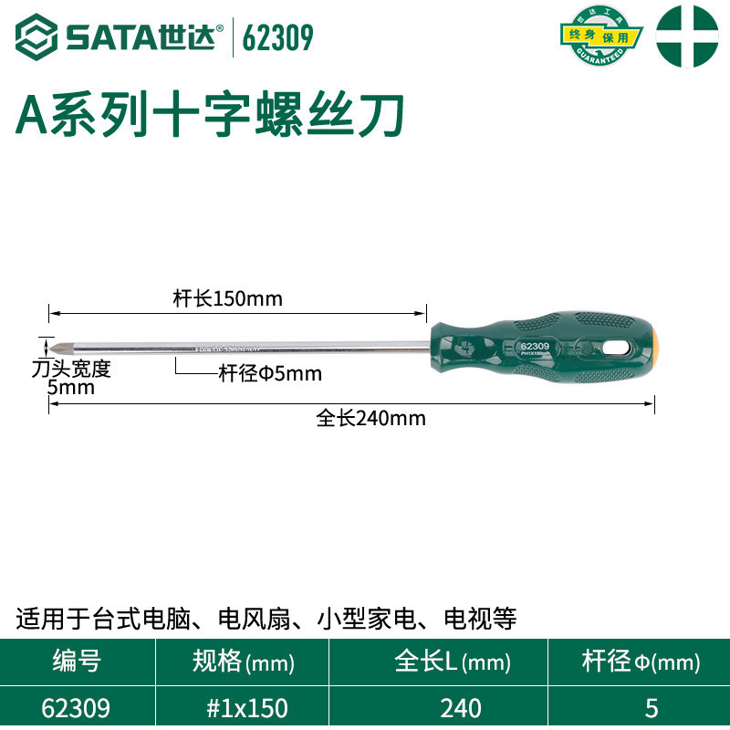 Shida Tools ドライバー 自動車修理専用 クロス型 工業用グレード フラット口 小型トルクスドライバー 62312|undefined
