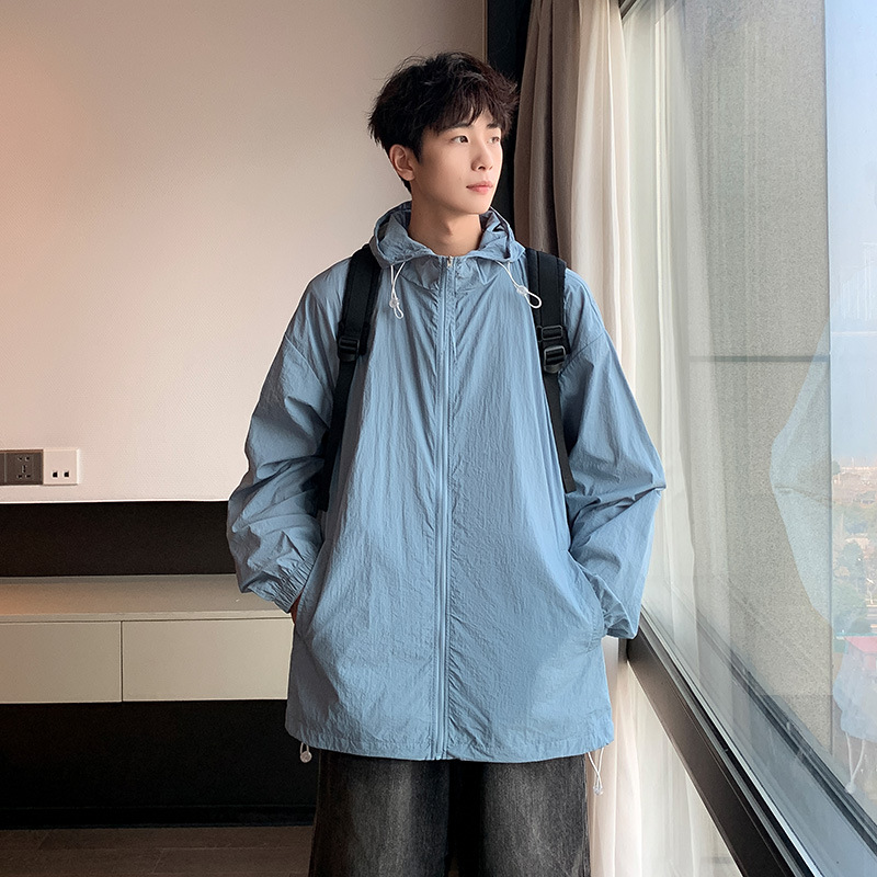 Dopamine color sun protection clothing men's Thin Ice Silk cool fishing sun protection clothing couple Hong Kong Trendy ins mountaineering clothing