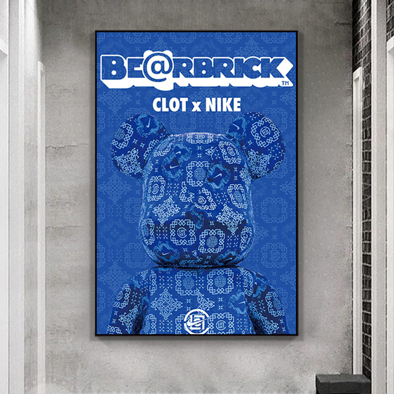 Kaws Violent Bear Porch Living Room Decorative Painting Modern Simple Sofa Backgroundy Brand Hanging Painting Light Luxury Staircase Mural