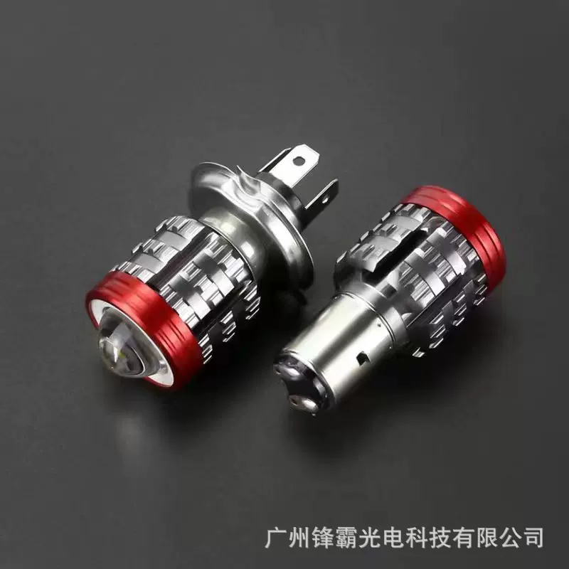 厂家新款双色小钢炮led射灯带闪摩托车LED大灯红蓝光圈天使眼车灯
