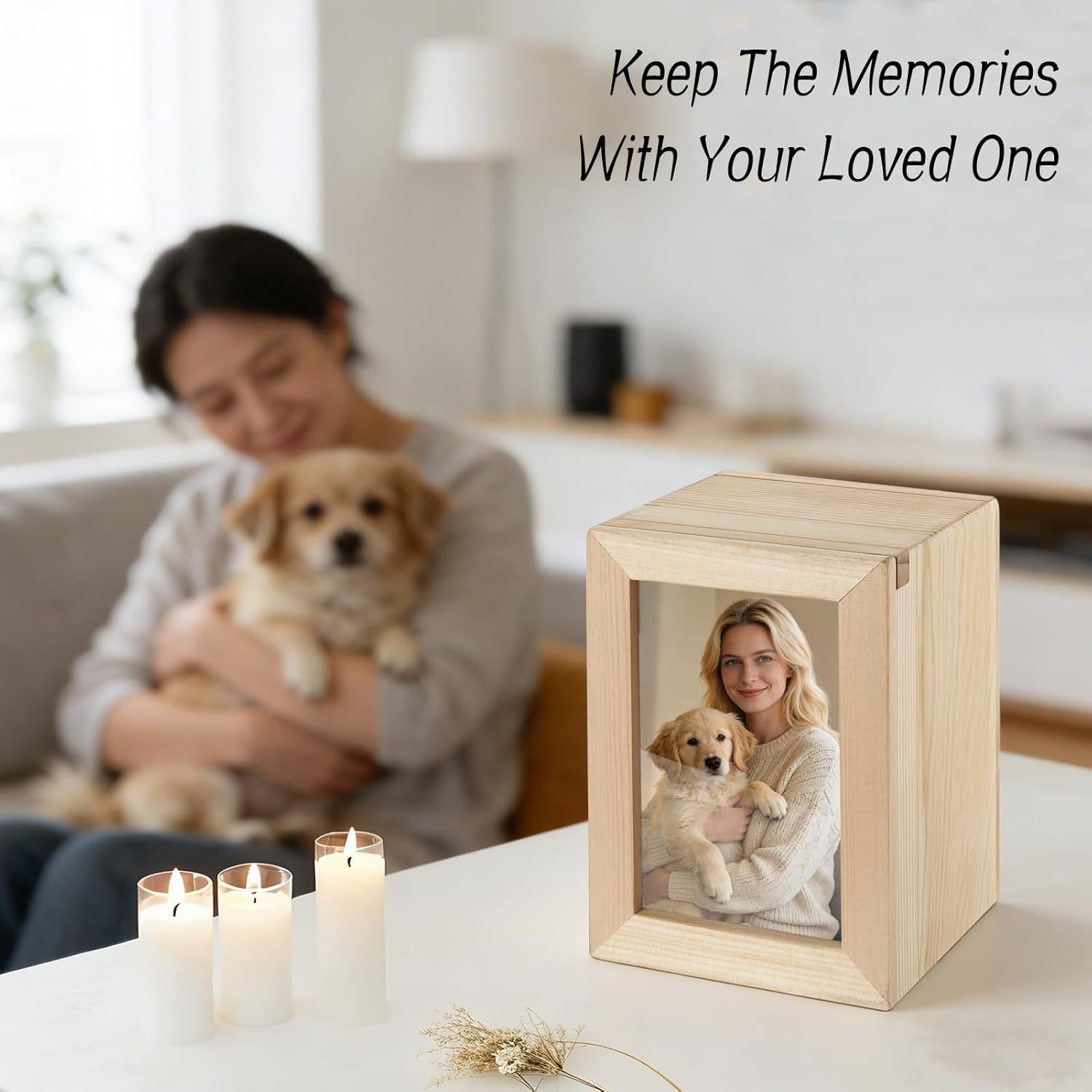 Caja de cenizas conmemorativa de perros y gatos, caja de almacenamiento de cenizas de madera para mascotas, caja de almacenamiento de mártires de animales sellada a prueba de humedad