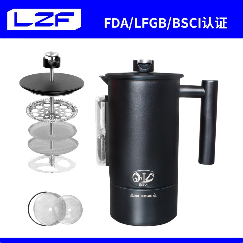European and American Cross-Border Double-Layer 304 Stainless Steel Insulated French Press Coffee Pot Filter American Coffee Tea Brewing Machine