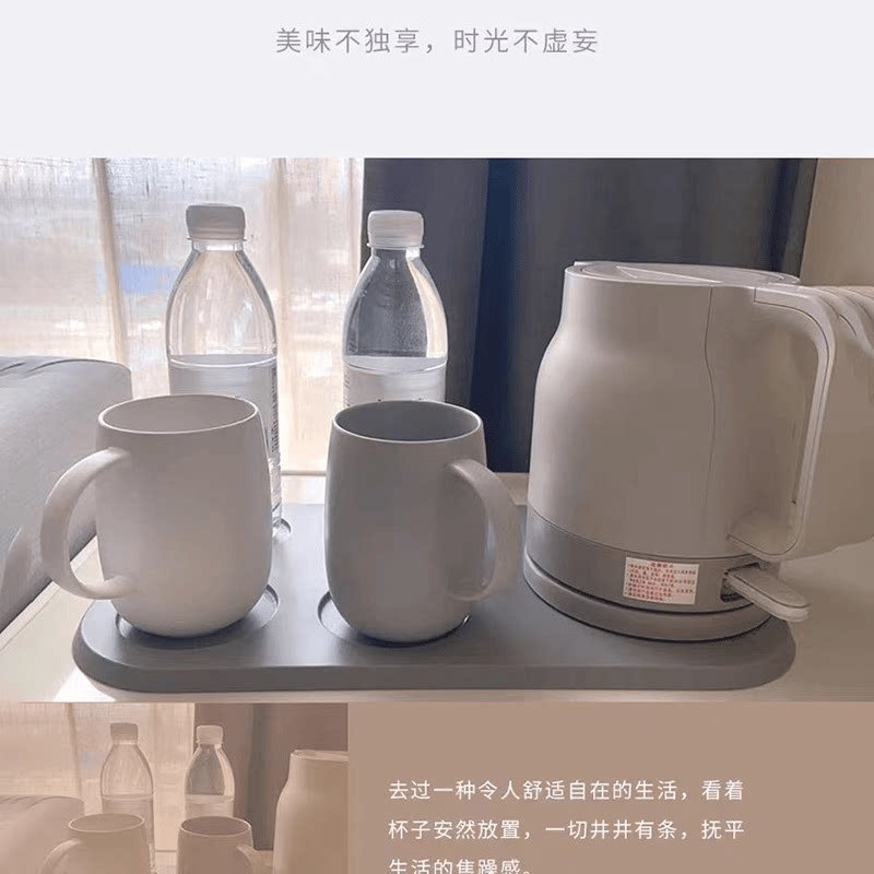 All-season hotel room accessories: mugs, tea cups, trays, electric kettle set, water cup, tea set, trash bin