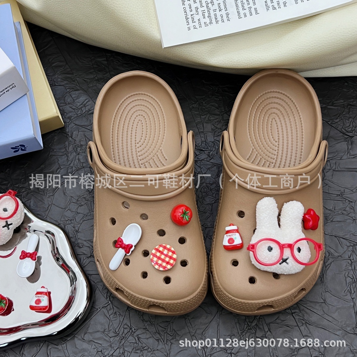 INS primavera nuevo ballet de perla punto de onda arco agujero agujero zapatos de ballet hebilla coreana diy accesorios desmontables