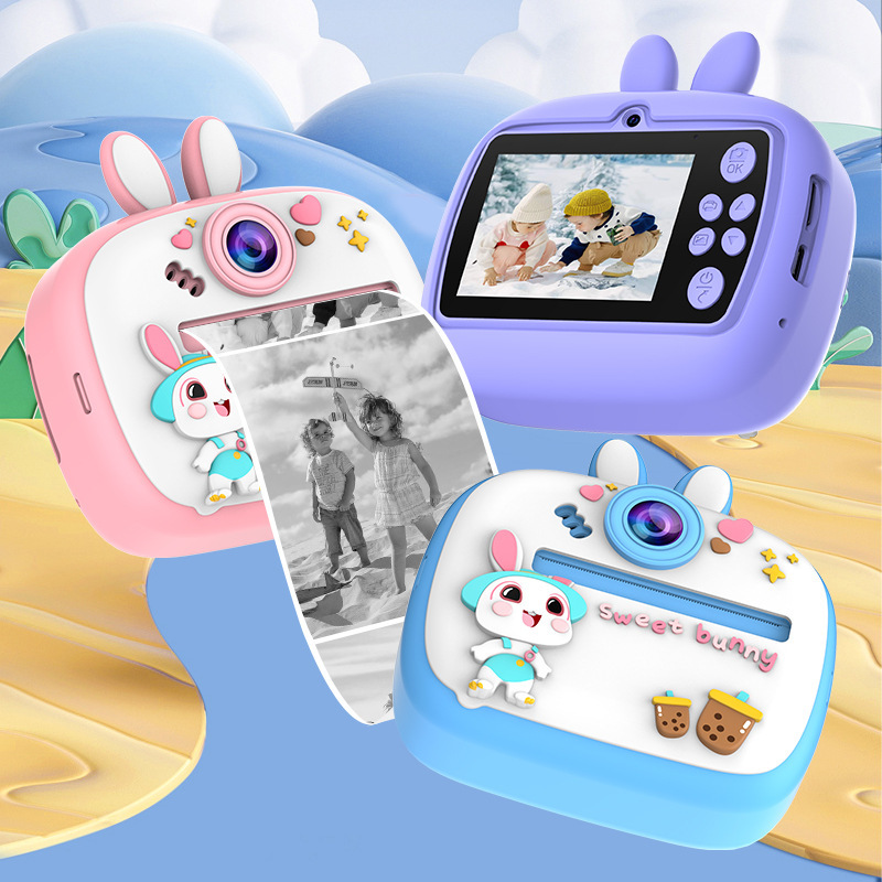 AM300 Blue Phalanid Children Digital Camera Cute Cartoon Mini Photo Print HD Print Camera