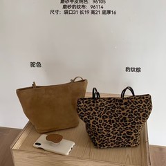 韩版豹纹单肩大包托特包包2025新款潮高级感小众大容量牛皮磨砂包
